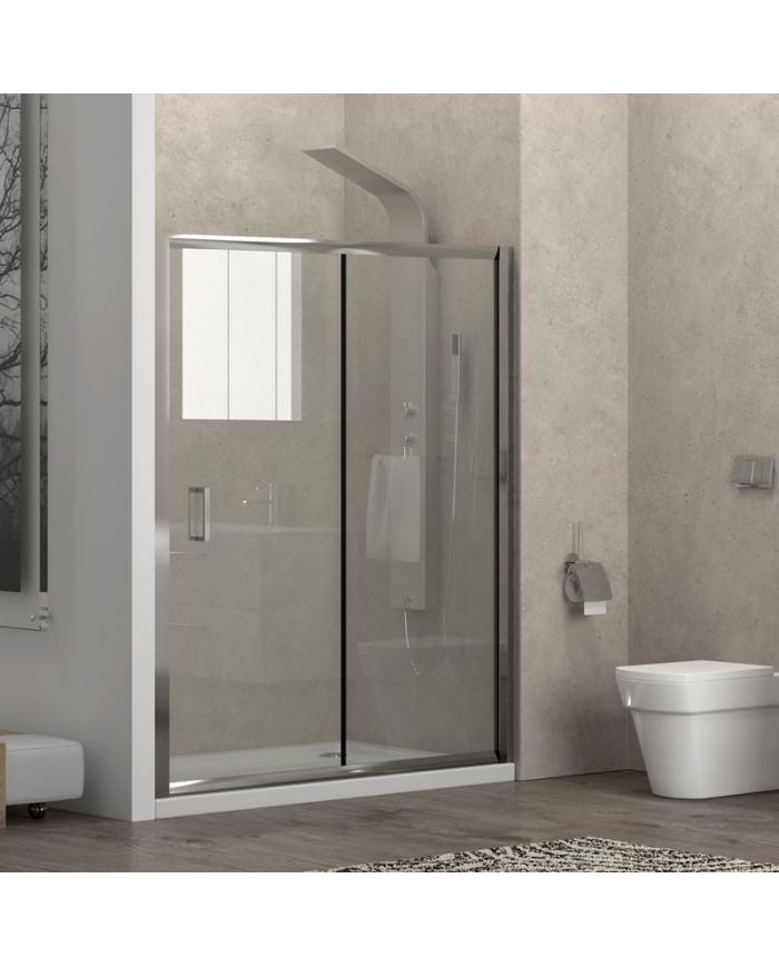 Sliding Entrance Door Cabin (wall-to-wall) Karag New Flora 500 Chrome Transparent Glass 120x180cm (5206836561547)