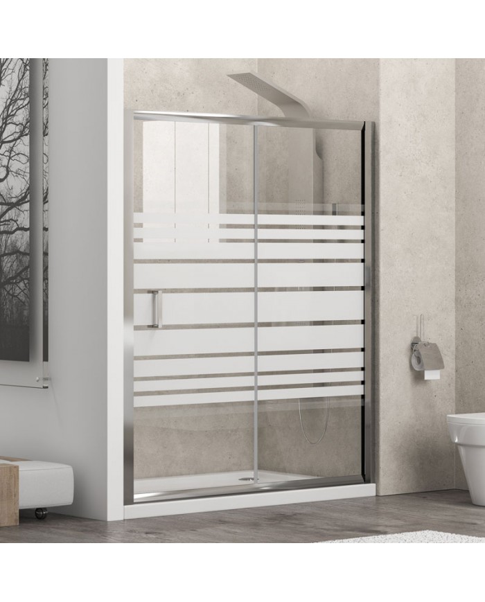 Sliding Entrance Door Cabin (wall-to-wall) Karag New Flora 500 Chrome Crystal Screen Printing 100x180cm (5206836561516)