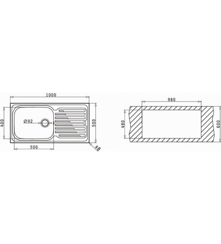 Νεροχύτης Pyramis INOX Amaltia Plus 1B 1D (100x50cm) Ένθετος