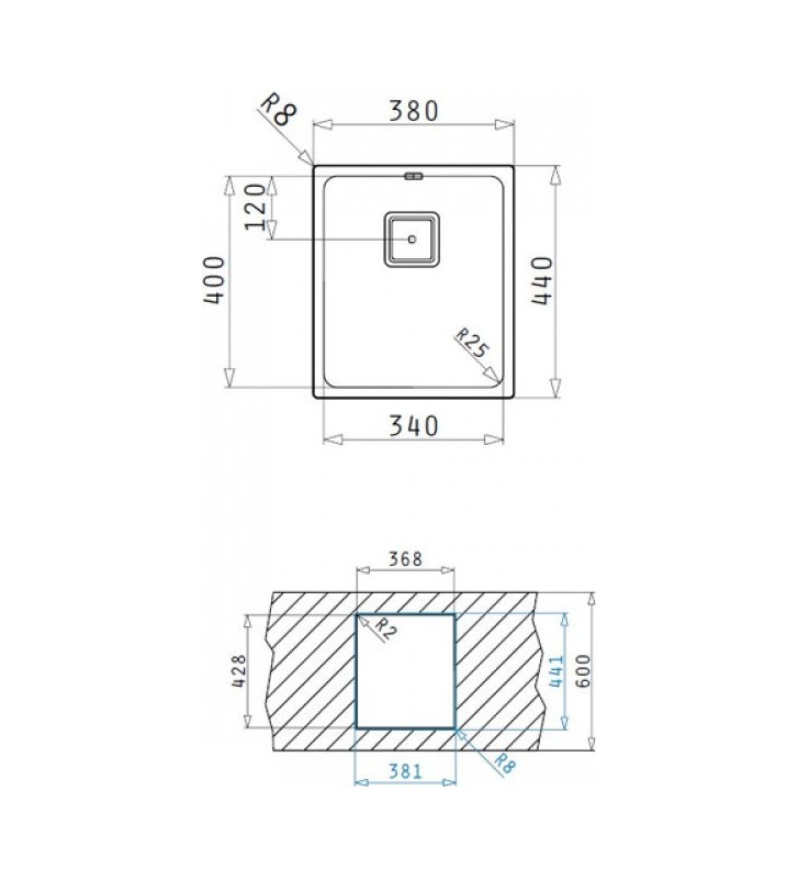 Νεροχύτης Pyramis Inox Brushed Lume (34X40) 1B