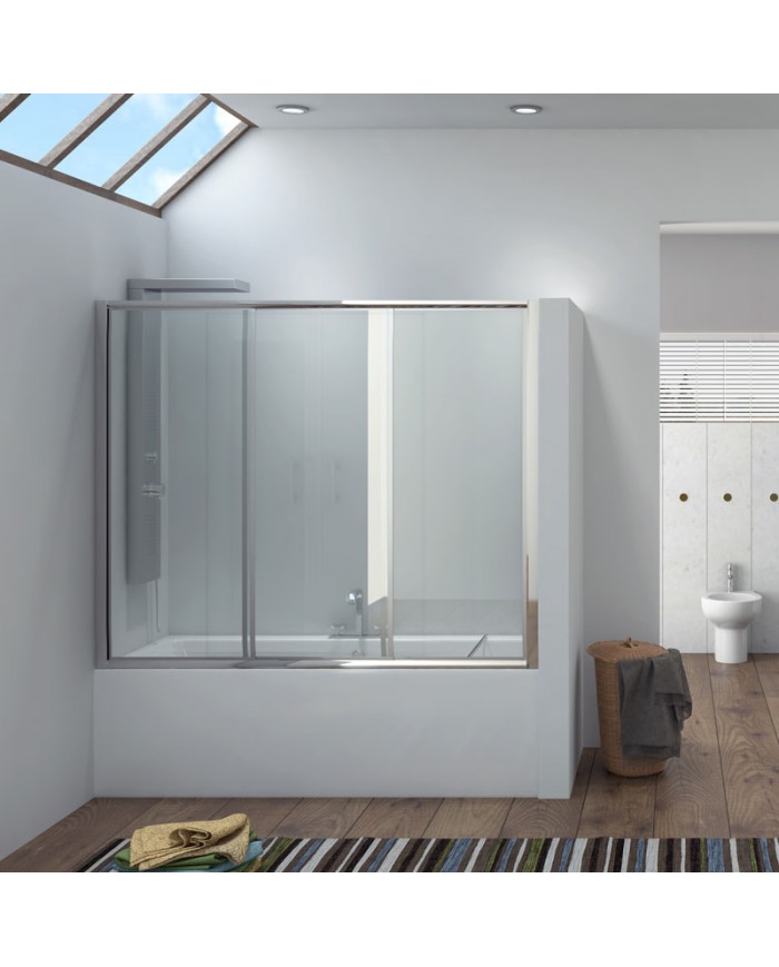 Bathtub Enclosure Wall - Wall Karag Penta K-100 Chrome Transparent Crystal 180x148cm (5206836511962)
