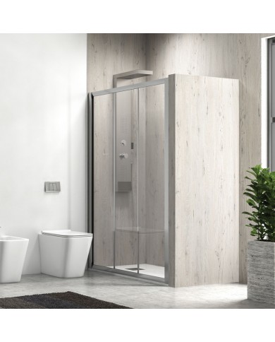 Καμπίνα Συρόμενη Πόρτα Εισόδου (τοίχο-τοίχο) Karag Penta 300 Χρωμέ Διάφανο Κρύσταλλο  160x190cm (5206836512099)