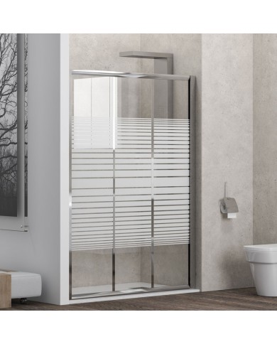 Καμπίνα Συρόμενη Πόρτα Εισόδου (τοίχο-τοίχο) Karag Penta 300 Χρωμέ Σεριγραφάτο Κρύσταλλο 100x180cm (5206836511917)