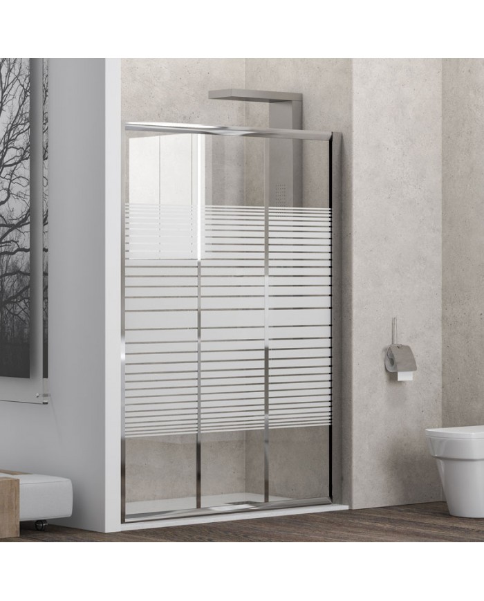 Καμπίνα Συρόμενη Πόρτα Εισόδου (τοίχο-τοίχο) Karag Penta 300 Χρωμέ Σεριγραφάτο Κρύσταλλο 100x180cm (5206836511917)