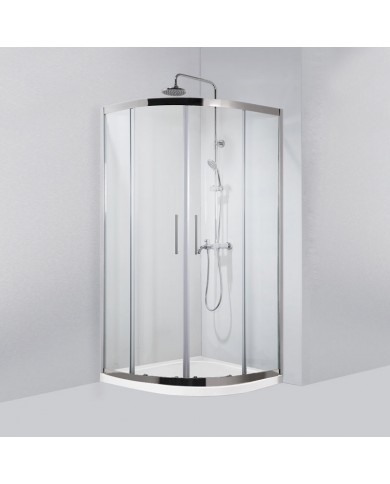 Καμπίνα Ντους Ημικυκλική Karag  Inox 200 Χρωμέ  Διάφανο Κρύσταλλο 80x80x190cm (5206836553689)