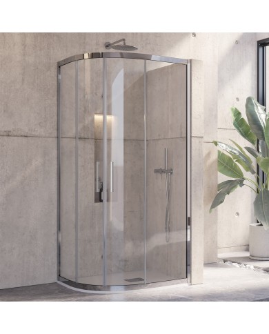 Καμπίνα Ντους Ημικυκλική Karag Inox 200 Χρωμέ Διάφανο Κρύσταλλο 90x90x190cm (5206836553696)