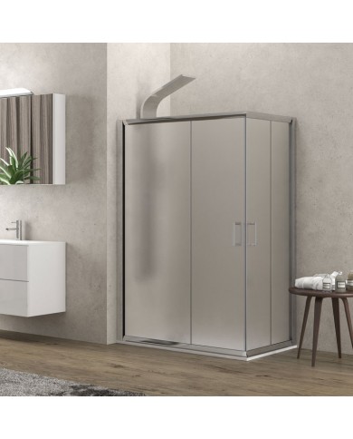 Καμπίνα ορθογώνια με fabric κρύσταλλο NEW FLORA 100 Χρωμέ KARAG 70x100x180cm