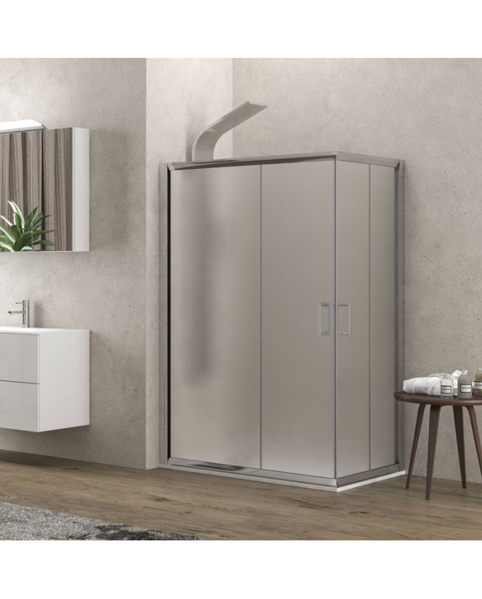 Rectangular Cabin Karag New Flora 100 Chrome with Fabric Crystal 100x120x180cm (5206836016269)