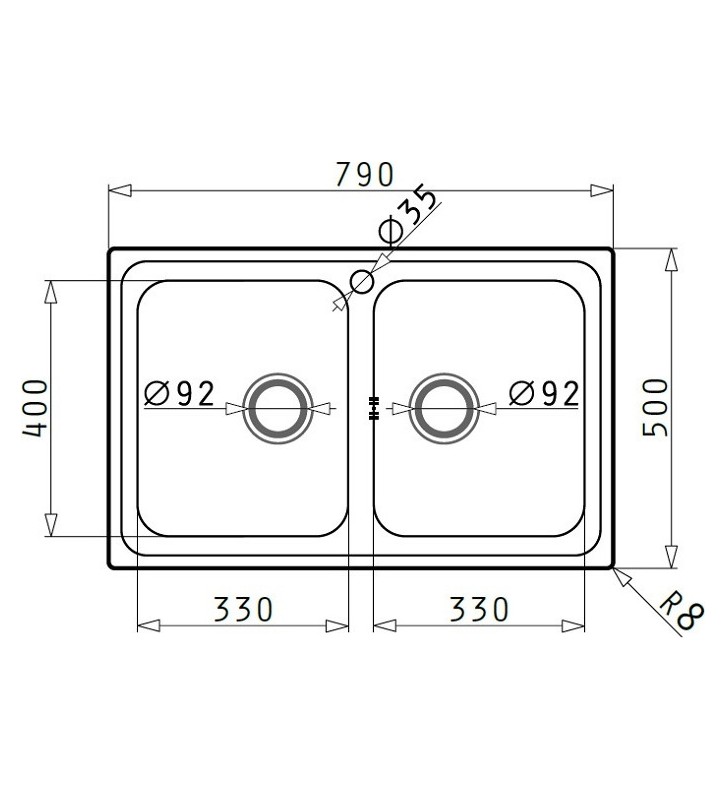 Νεροχύτης Pyramis INOX ALEA 2B  (79X50) Ένθετος Λείος 107157601