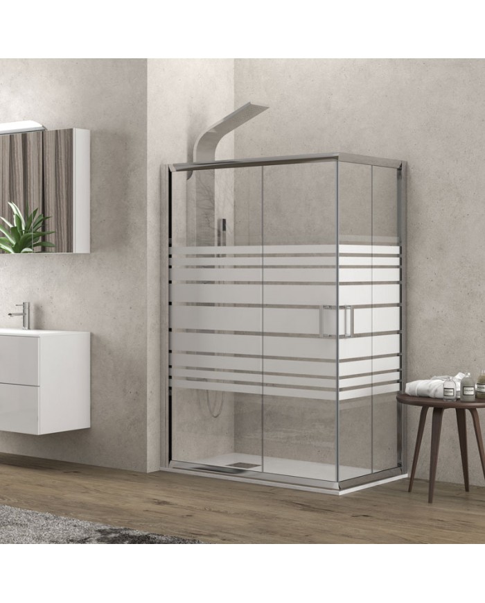 Karag New Flora 100 Square Cabin Chrome with Crystal Screen Printing 100x100x180cm (5206836567334)