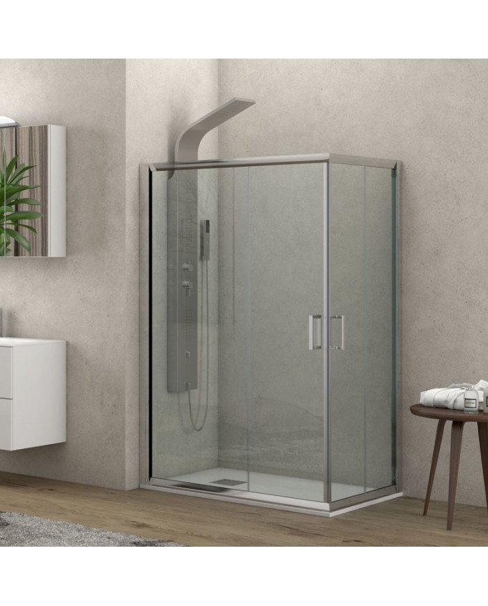 Rectangular Cabin Karag New Flora 100 Chrome with Transparent Glass 80x140x180cm (5206836560526)