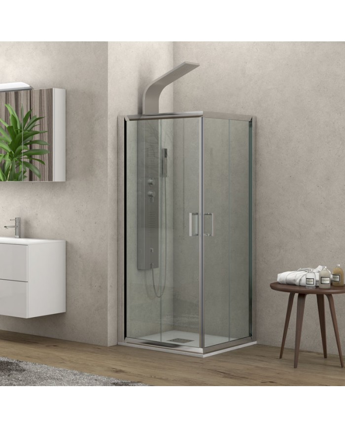 Karag New Flora 100 Square Shower Cabin Chrome with Transparent Glass 90x90x180cm (5206836552514)