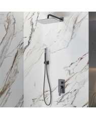 Σετ μπαταρίας εντοιχισμού ντους LEA Gun Metal S05022 KARAG