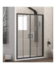 Sliding Entry Door Cabin (wall-to-wall) Karag Flora 600 Black with Transparent Glass 150x190cm (5206836638027)