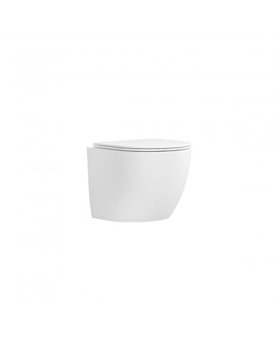 Rimless Hanging Basin with Slim Soft Close cover Milos LT 046E White Glossy Karag