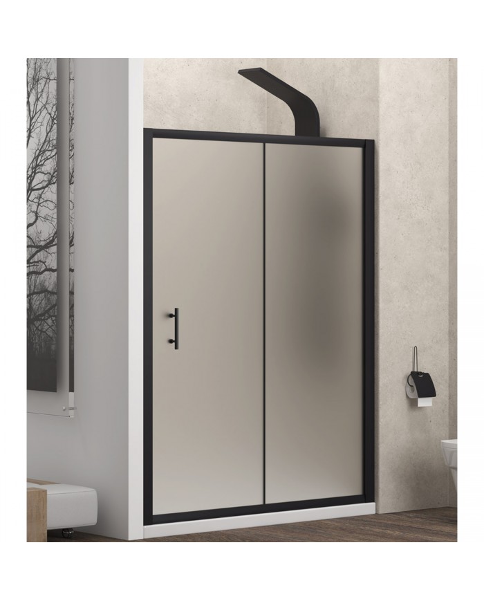 Sliding Entry Door Cabin (wall-to-wall) Karag Flora 500 Black with Satin Crystal Nanotechnology 130x190cm (5206836649382)