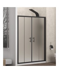 Sliding Entry Door Cabin (wall-to-wall) Karag Flora 600 Black with ICY Crystal (Satin) 160x190cm (5206836649450)
