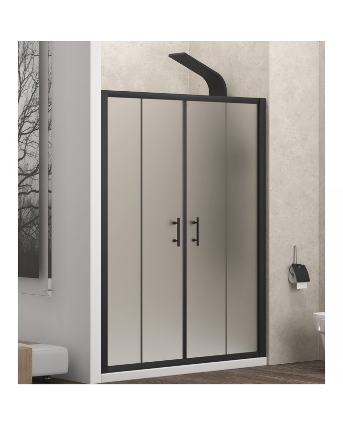 Sliding Entry Door Cabin (wall-to-wall) Karag Flora 600 Black with ICY Crystal (Satin) 170x190cm (5206836649467)