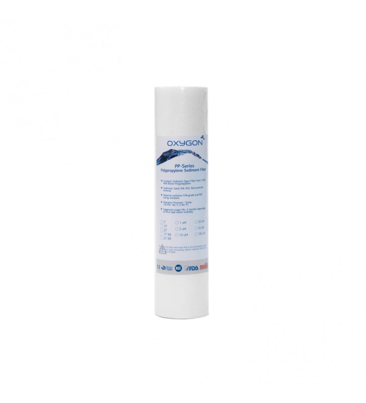 Replacement polypropylene filter Oxygon PP-Series 10 "x2,5" 1μm WPC-PN000048