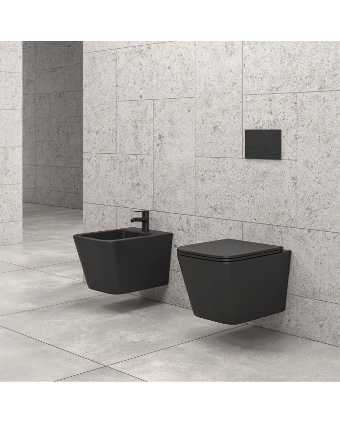 Λεκάνη Κρεμαστή Rimless-Tornado Karag LT 057E Black Matt με Kάλυμμα Slim Soft Close