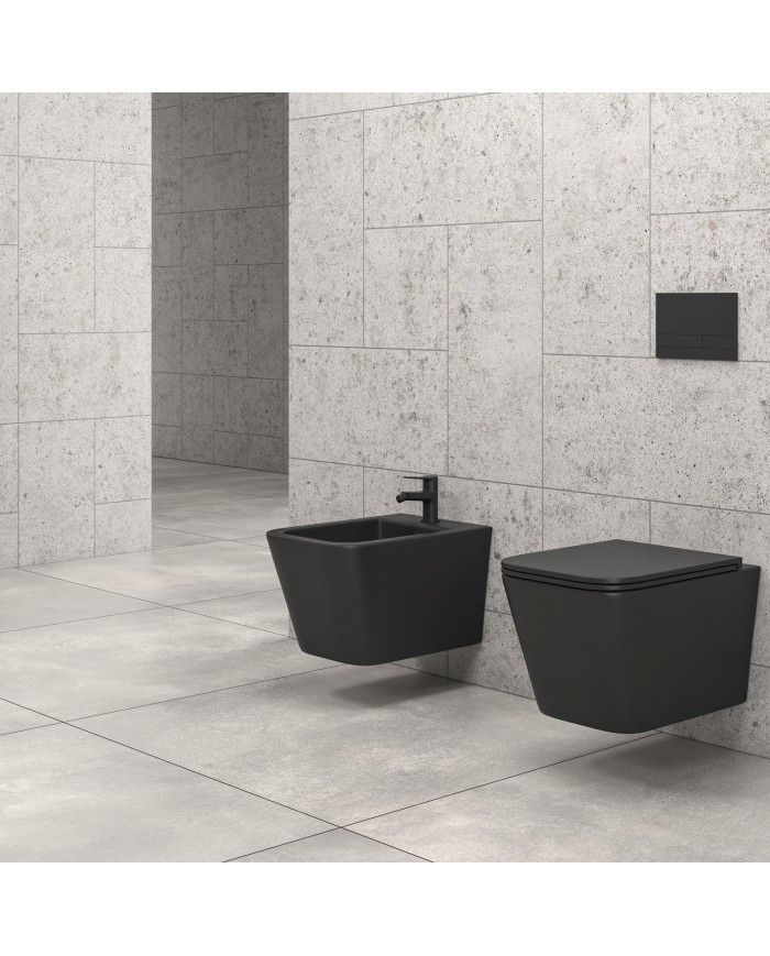Karag LT 057F Black Matt Porcelain Wall-Hung Bidet Basin