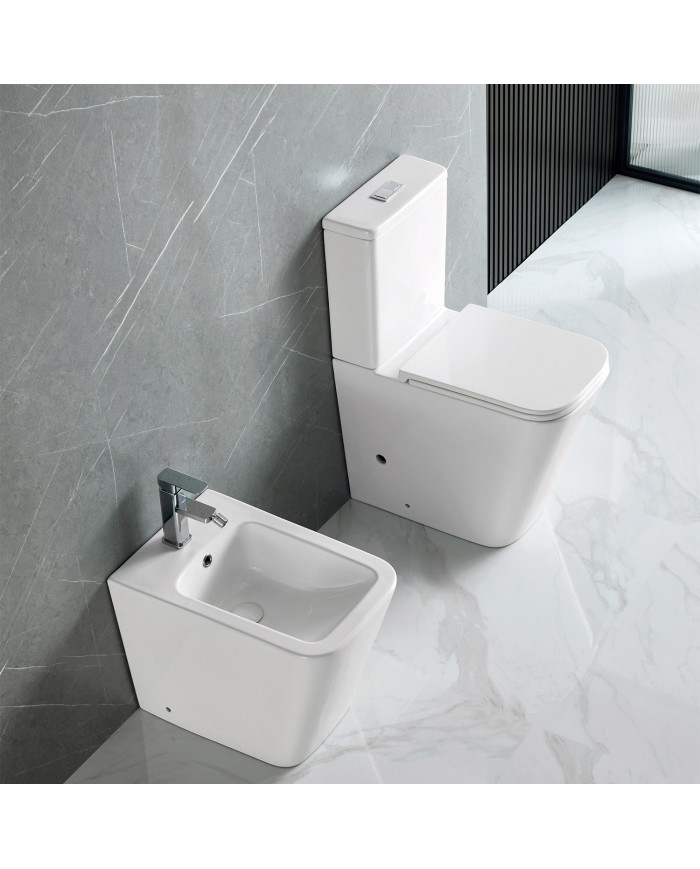 Σετ Λεκάνη Δαπέδου Χαμηλής Πίεσης Rimless Karag LT 2175A White Glossy & Καζανάκι & Κάλυμμα (5206836624594)