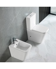 Rimless low pressure toilet bowl set with cistern LT 2175A White Glossy Karag