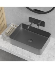 Νιπτήρας επικαθήμενος ανοξείδωτος Gun Metal 4376F KARAG 50x35x12cm