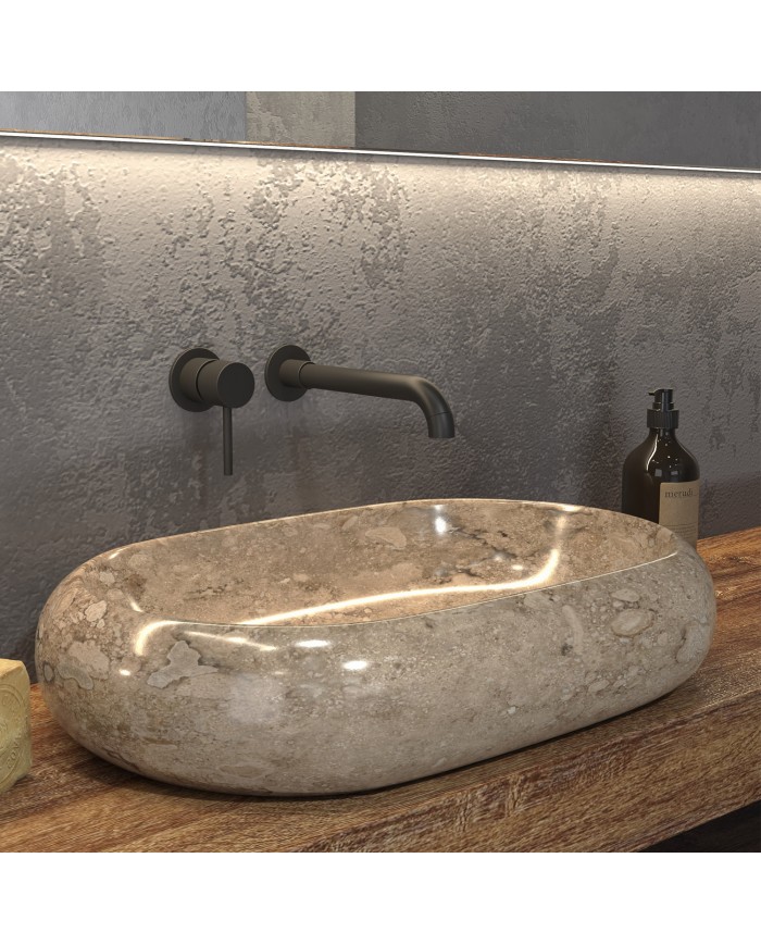 Tabletop Washbasin from Natural Stone Donat Cream Karag 60x40x12cm