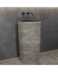 Floor-standing Washbasin made of Natural Stone River Grey Karag Ø40x90cm