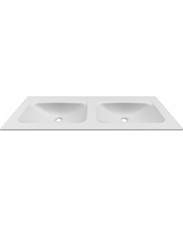 Karag Elleci Anim 120 Vanity Washbasin With 2 Bowls White Keratek BDVIV122WH46 120.5x46.5x12cm
