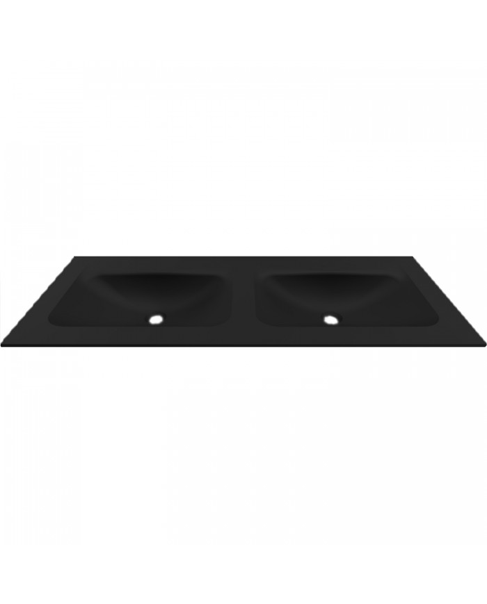 Karag Elleci Anim 120 Vanity Washbasin With 2 Bowls Black Keratek BDVIV122BK46 120.5x46.5x12cm