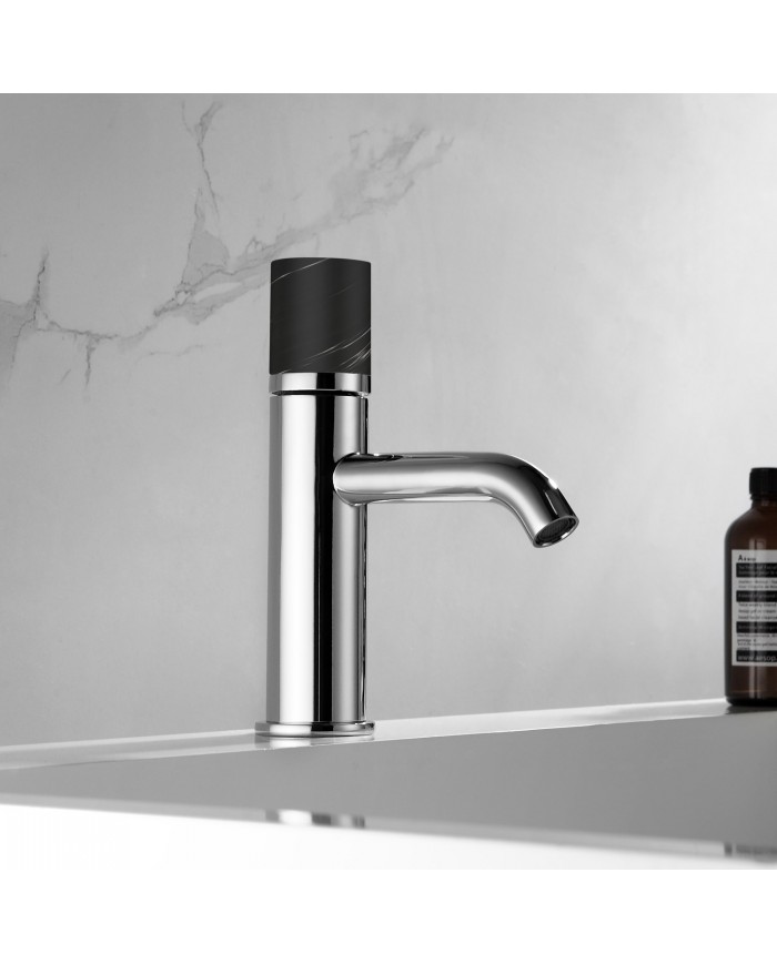 Chrome & Black Karag Joan Marmo Nero Basin Mixer Tap 24601-424A-MN (5206836669793)
