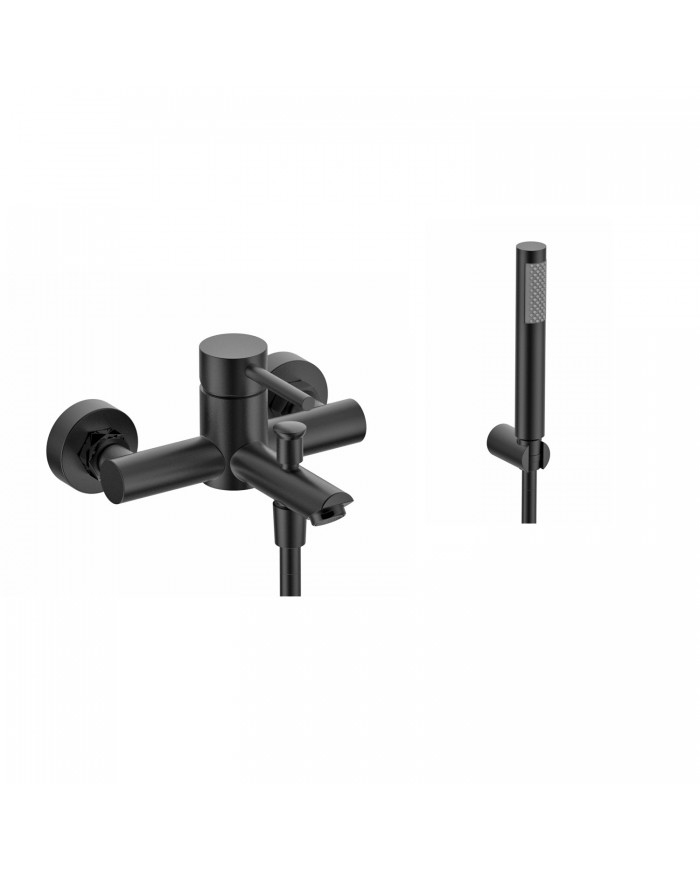Black Bathroom Faucet with Telephone & Support Base & Spiral Karag Artemis Nero SO903F12 (5206836664705)