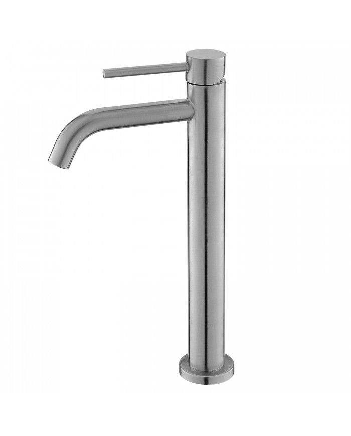 Tall Silver Basin Mixer Karag Artemis Satinato B99002-S (5206836664538)