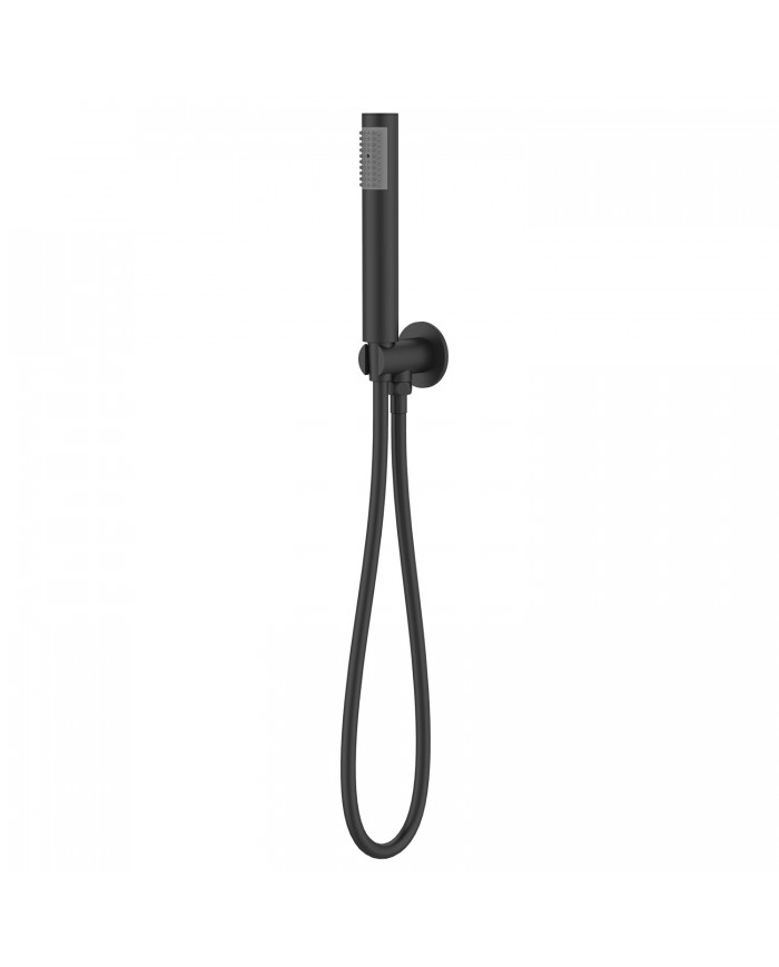 Shower handpiece with spiral and support base Black SET-UNO-B KARAG