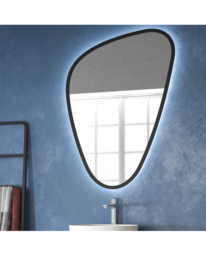 Mirror with hidden LED lighting Elena Black Karag (68x100x24cm.)