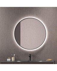 Round bathroom mirror with hidden LED lighting Sharon Black Karag (Ø80cm.)