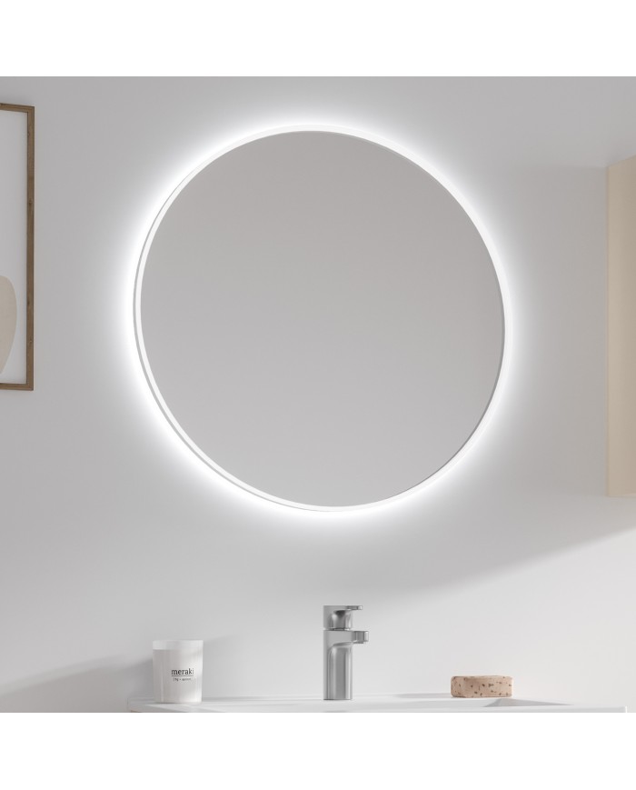Bathroom mirror with hidden LED lighting Sharon White Karag (Ø80cm.)