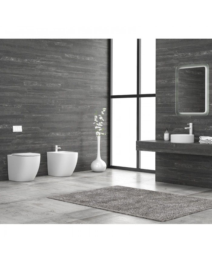 Λεκάνη Δαπέδου Rimless Karag Milos White Matt LT 2141D  Πισωστόμια & Κάλυμμα (5206836600154)