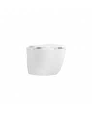 Rimless Hanging Basin with Slim Soft Close cover Milos LT 046E White Matt Karag