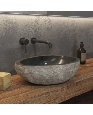 Νιπτήρας επικαθήμενος πέτρινος RIVER Grey KARAG Ø50-55x15cm
