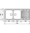 Νεροχύτης Sanitec ΙΝΟΧ Ένθετος Λείος (Σατινέ) 116 x 50 2VR  11457