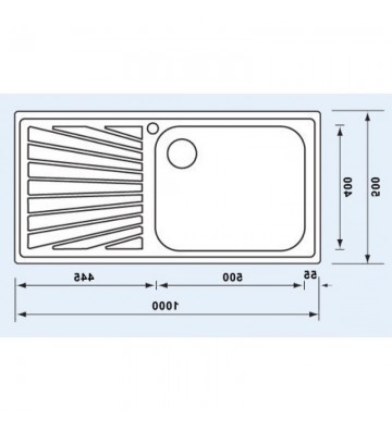 Νεροχύτης Sanitec ΙΝΟΧ Punto Plus 11446 1VD  Ένθετος  Σατινέ 100 x 50
