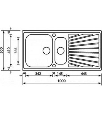Νεροχύτης Sanitec ΙΝΟΧ Ένθετος Λείος (Σατινέ) 100 x 50 2VR  11455