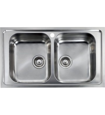 Νεροχύτης Sanitec ΙΝΟΧ Ένθετος Λείος (Σατινέ) 86 x 50 2VR  (11424)