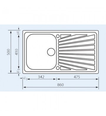 Νεροχύτης Sanitec ΙΝΟΧ  11413 1VR  Ένθετος  Σατινέ 86 x 50