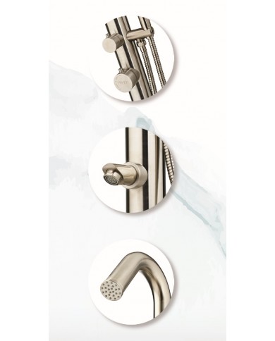 Στήλη Ντους Εξωτερικών Χώρων - Πισίνας 3 Εξόδων Chrome Matt Tema 6017  Ιnox SS 316