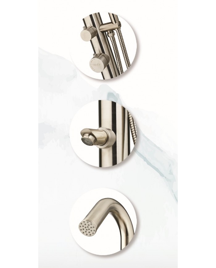 Outdoor Shower Column - Pool 3 Outlets Chrome Matt Tema 6017 Stainless Steel SS 316