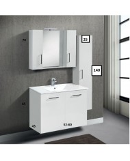 Έπιπλο Μπάνιου κρεμαστό Θήβη MDF Λάκα Λευκό 52-60 cm Βάση, Νιπτήρας,Καθρέφτης με Ντουλάπι, Στήλη: